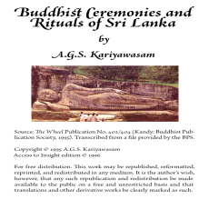 Buddhist Ceremonies and Ritual of Sri Lanka Buddhist Ceremonies and Ritual of Sri Lanka